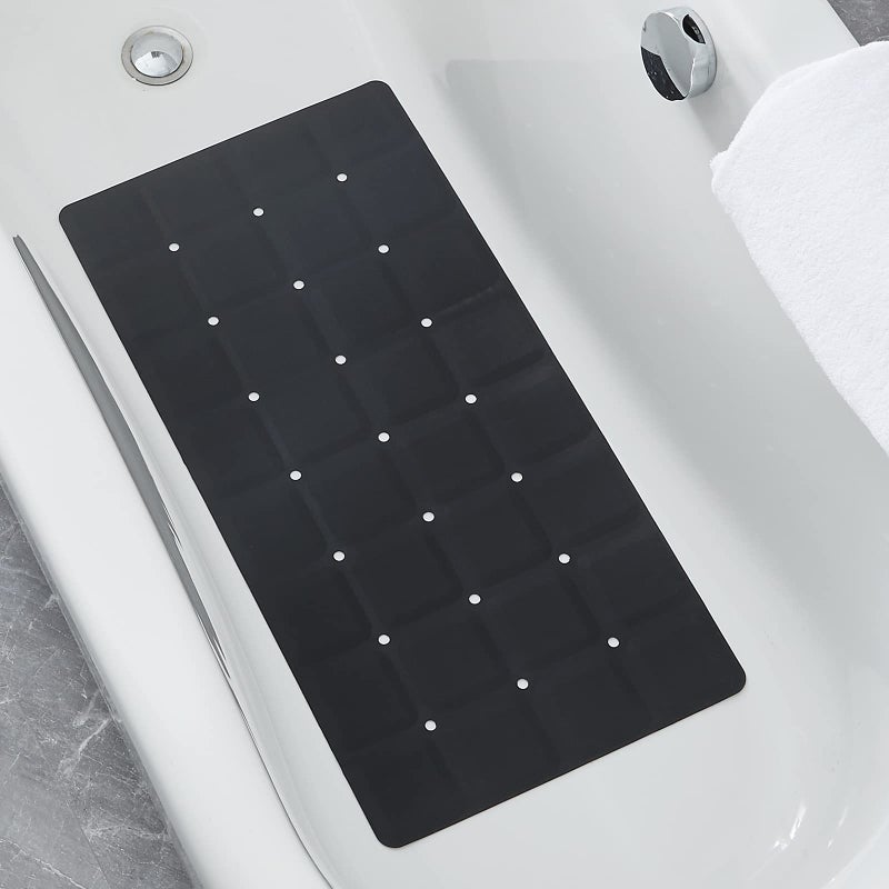 Webos Foldable Non Slip Silicon Bath Mat Bathtub mat Shower mats no Suction Cups for Textured Tub and Reglazed TubFoldable  Black 28inch x 14inch