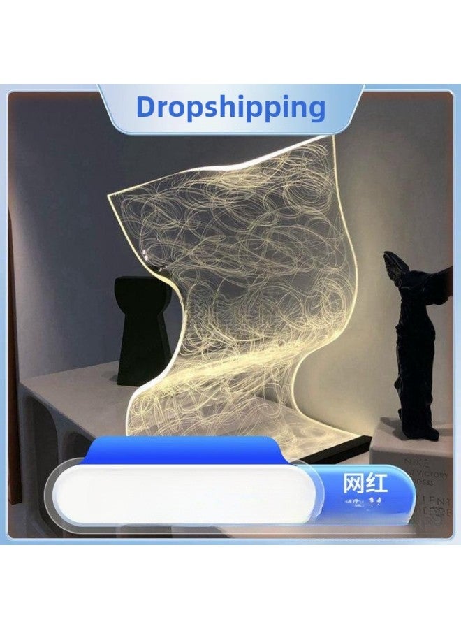 High-looking Acrylic Streamer Lamp Creative Table Lamp Bedroom Bedside Lamp Atmospheric Night Light Dormitory Lamp Ins Style-Color:White Light + Usb Switch Cable - One Usb Switch Cable