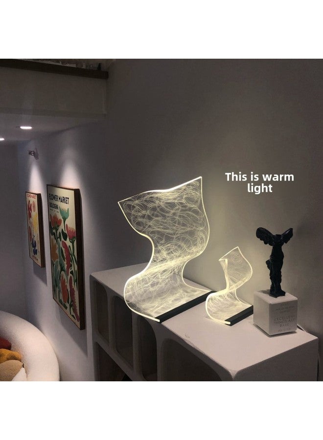 High-looking Acrylic Streamer Lamp Creative Table Lamp Bedroom Bedside Lamp Atmospheric Night Light Dormitory Lamp Ins Style-Color:White Light + Usb Switch Cable - One Usb Switch Cable