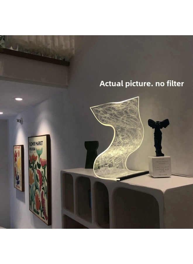 High-looking Acrylic Streamer Lamp Creative Table Lamp Bedroom Bedside Lamp Atmospheric Night Light Dormitory Lamp Ins Style-Color:White Light + Usb Switch Cable - One Usb Switch Cable