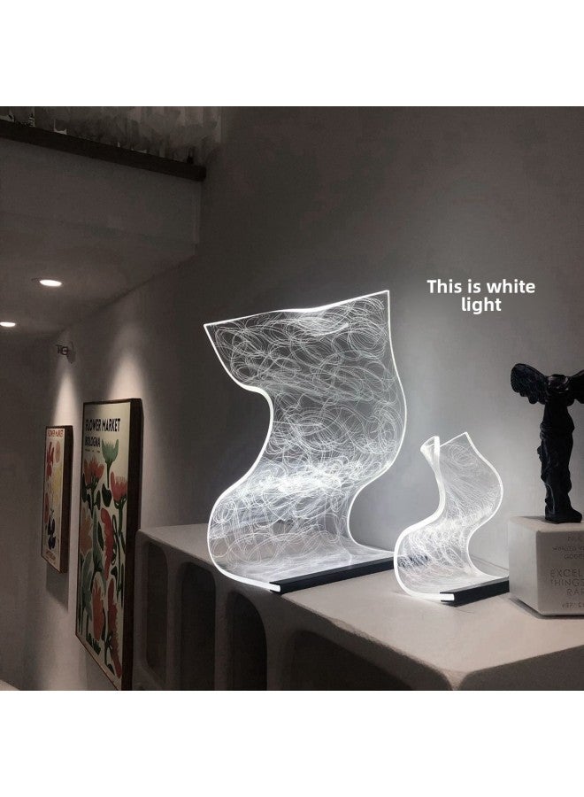 High-looking Acrylic Streamer Lamp Creative Table Lamp Bedroom Bedside Lamp Atmospheric Night Light Dormitory Lamp Ins Style-Color:White Light + Usb Switch Cable - One Usb Switch Cable