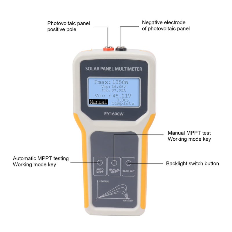 عداد الألواح الشمسية متعدد القياسات MPPT جهاز اختبار الطاقة الكهروضوئية شاشة LCD عرض الفولتميتر أميتر التيار - Image 5