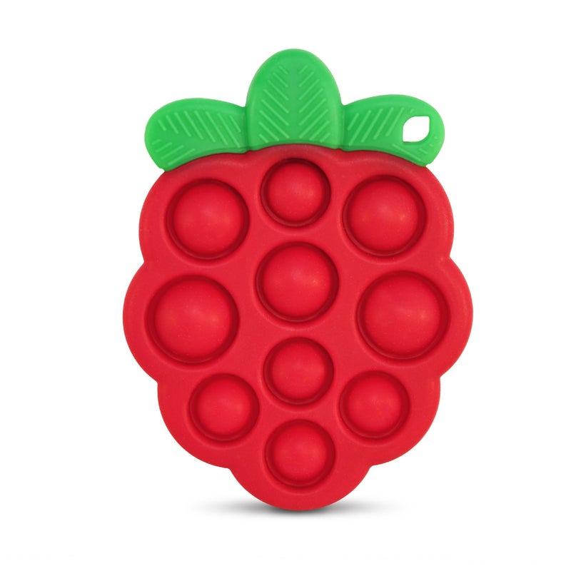 RaZbaby RaZberry Pop Teether for Babies 3 Months & Up - Natural Raspberry Shaped Designed with Soft BPA Free Silicone Poppers - Textured for Sensory Stimulation & Development - Image 1