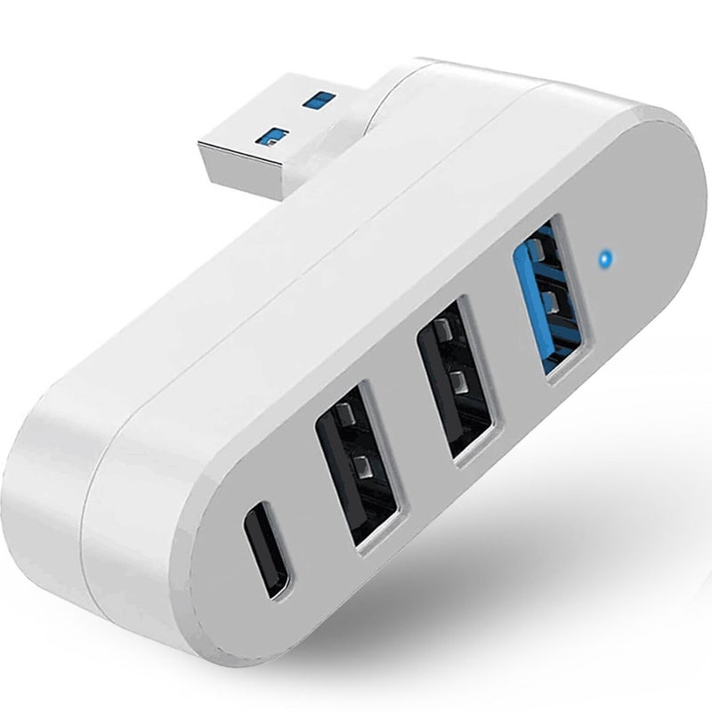 VIENON 4-Port USB 3.0 Hub [90/180 Rotatable], USB Splitter with 3 USB Ports & 1 USB C Power/Data Port, USB Extender for Laptops, Cars, iMac, MacBook Air, MacBook Pro - Image 1