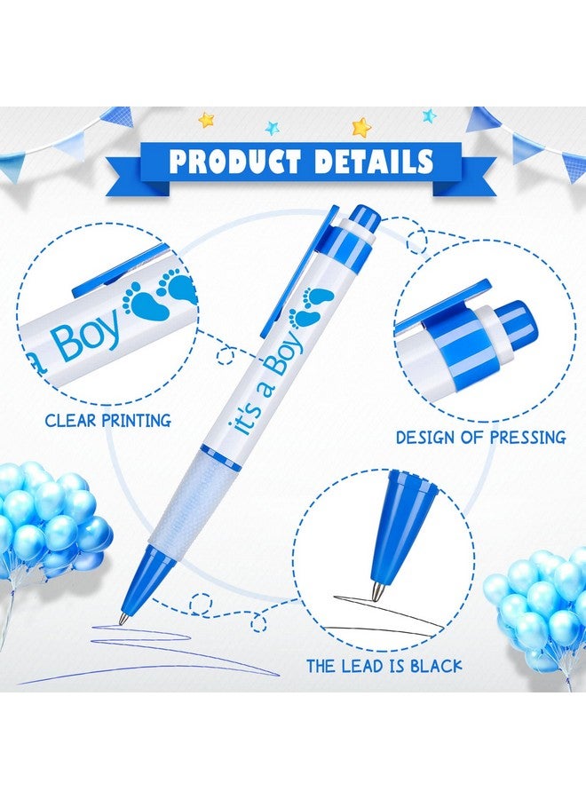 Woanger 36 Pcs Baby Shower Pens For Boys Girls Retractable Gel Pens Blue Or Pink Baby Shower Favors Thank You Gifts For Guests(It'S A Boy Style) - Image 3