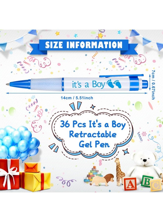 Woanger 36 Pcs Baby Shower Pens For Boys Girls Retractable Gel Pens Blue Or Pink Baby Shower Favors Thank You Gifts For Guests(It'S A Boy Style) - Image 2