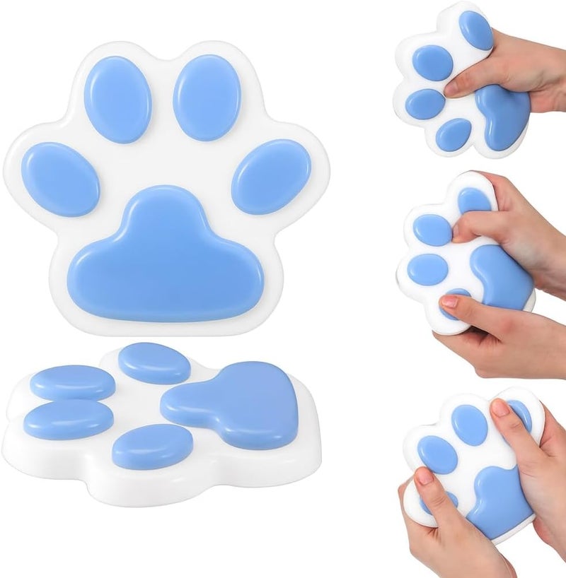 AMERTEER Large Blue Cat Paw Squeeze Toy - Stress Relief Fidget Squishy for Kids & Adults - Image 1
