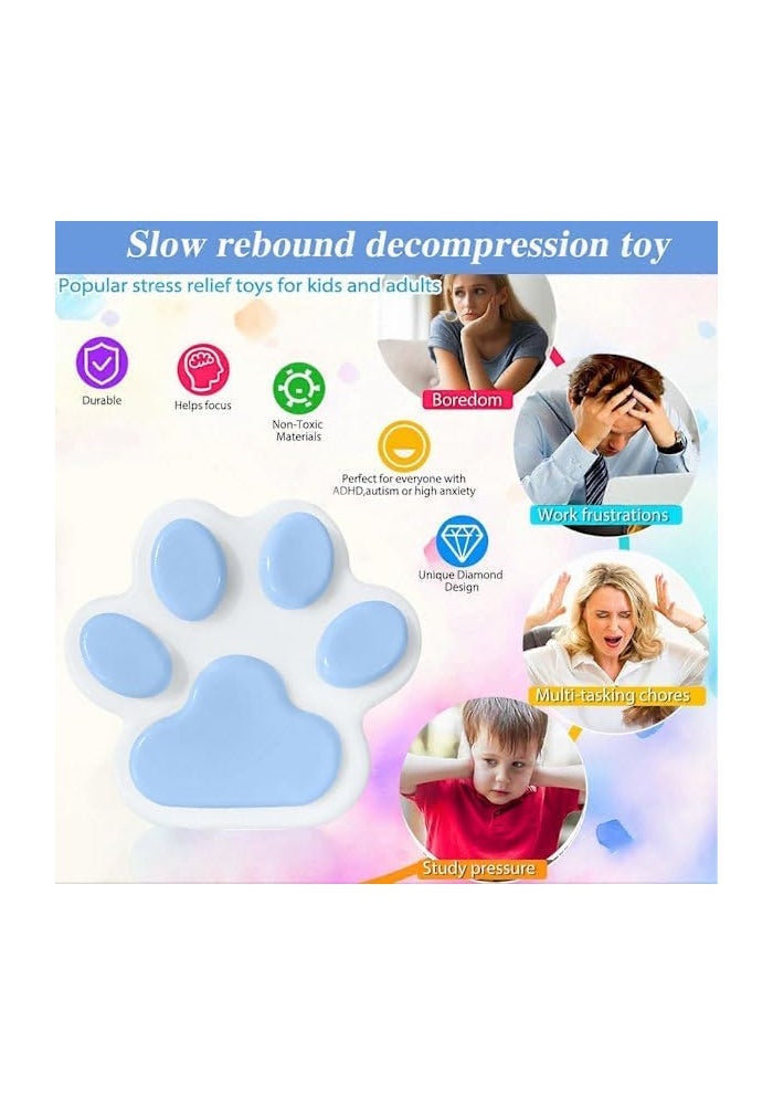 AMERTEER Large Blue Cat Paw Squeeze Toy - Stress Relief Fidget Squishy for Kids & Adults - Image 3