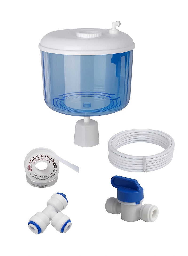 قارورة مياه أوتوماتيك للتوصيل المباشر بفلتر المياه مزودة بجميع الملحقات لفة خرطوم ٥ متر ومشترك حرف تى ومحبس ايزي وبكرة تيفلون - Image 1