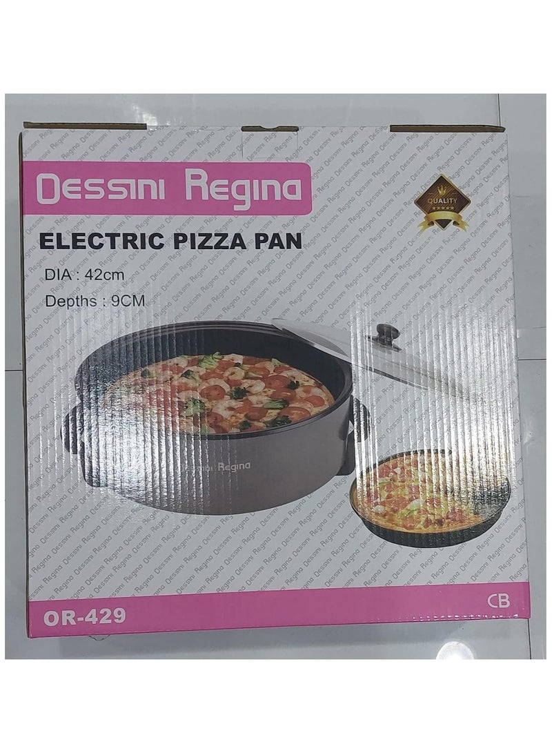 ديسيني ريجينا مقلاة بيتزا كهربائية من ، مقلاة طهي متعددة الوظائف مع غطاء زجاجي ومقبض وثرموستات حراري قابل للتعديل وسلك طاقة، سطح 42 × 42 سم وعمق 9 سم، مقلاة كهربائية لصنع البيتزا (مقلاة بيتزا) - Image 1