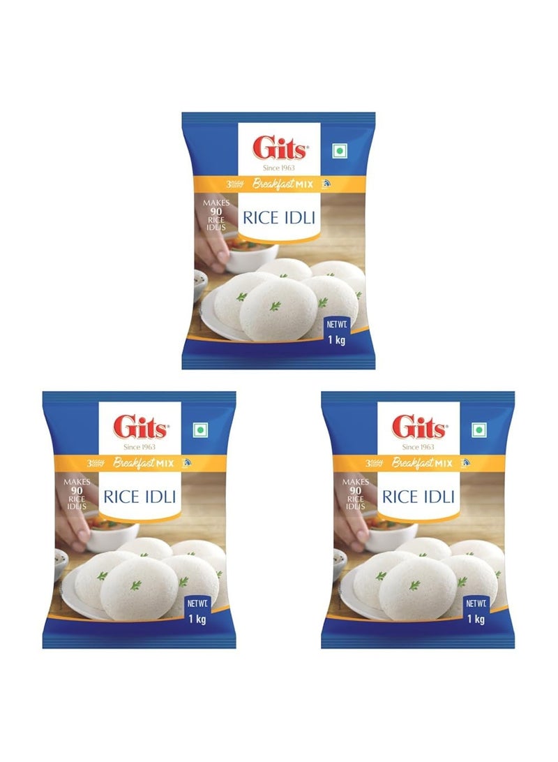 Gits Instant Rice Idli Breakfast Mix,Makes 90 Rice Idlis, Pure Veg, Authentic South Indian Breakfast Recipe, 1Kg (Pack of 3) - Image 1