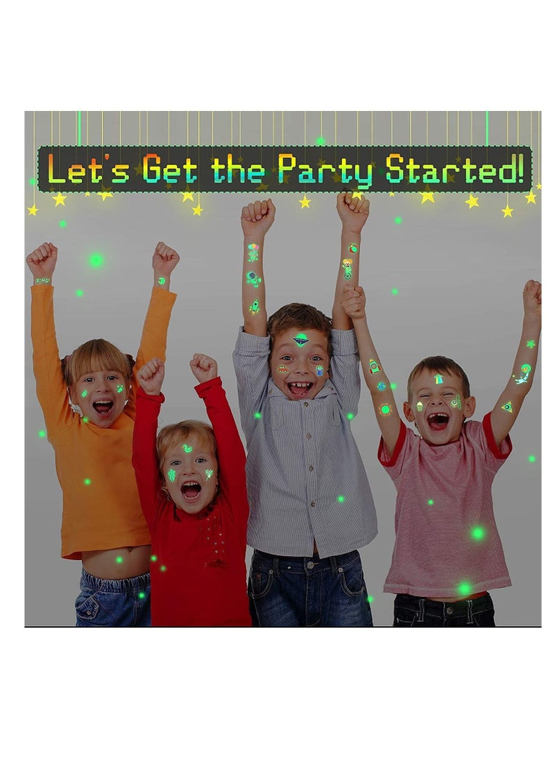 SYOSI - Glow Temporary Tattoos for Kids Waterproof Luminous Tattoo Sticker Glow Mixed Style Cartoon Tattoo Waterproof, Fake Tattoo Stickers Party Supplies Gifts for Boys and Girls, 10 Sheets - Image 1