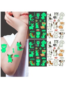 Glow Temporary Tattoos for Kids Waterproof Luminous Tattoo Sticker Glow Mixed Style Cartoon Tattoo Waterproof, Fake Tattoo Stickers Party Supplies Gifts for Boys and Girls, 10 Sheets
