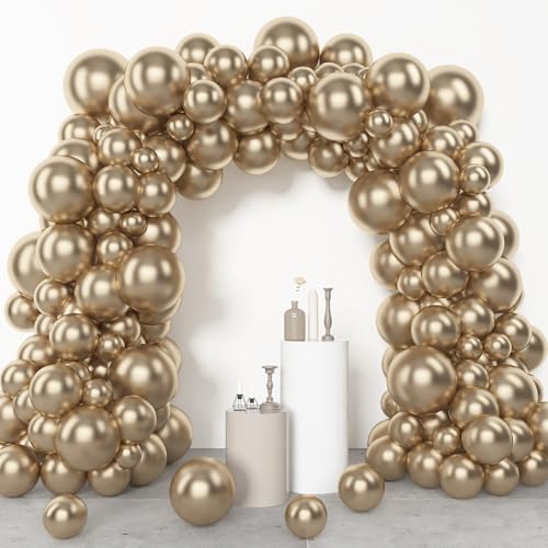 Amandir 153 Pcs Chrome Gold Balloons Arch Garland Kit Different Sizes 18 12 10 5 Inch Metallic Champagne Gold Balloons for Retirement Graduation Casino Wedding Men Birthday Shower Party Decorations - Image 5