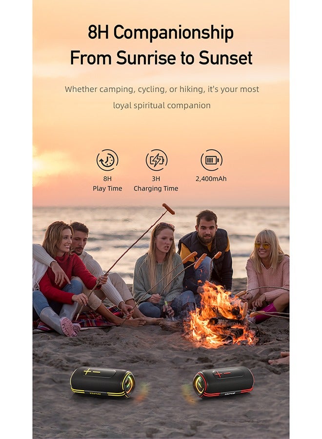 Awei Portable Bluetooth Speaker, 360 degree surround sound, IPX5 waterproof, supports TWS tandem,20W dual speakers, long 2400mAh battery life - Great for outdoor parties, camping, beach and home use - High-performance sound system, high value and good sound quality - Image 5