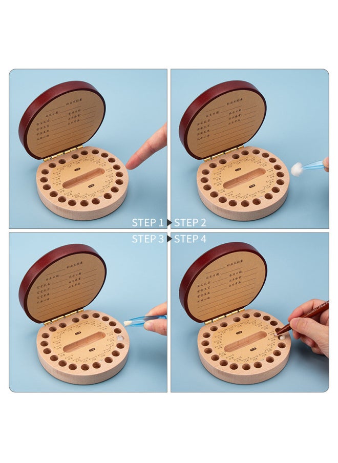 Generic - Baby Teeth Commemorative Box For Girls And Boys Children's Wear Teeth Collection Storage Box For Teeth Replacement Wooden Toys-Color:South Elm Bicolor-Monkey (English Version) - Image 1
