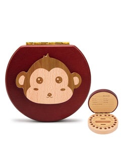 Baby Teeth Commemorative Box For Girls And Boys Children's Wear Teeth Collection Storage Box For Teeth Replacement Wooden Toys-Color:South Elm Bicolor-Monkey (English Version)