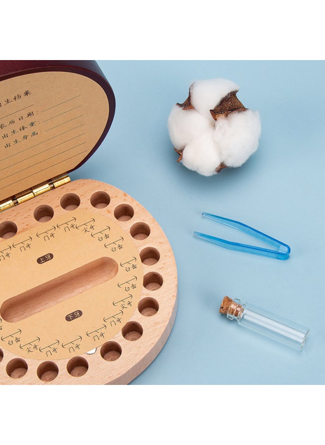 Generic - Baby Teeth Commemorative Box For Girls And Boys Children's Wear Teeth Collection Storage Box For Teeth Replacement Wooden Toys-Color:South Elm Bicolor-Monkey (English Version) - Image 1
