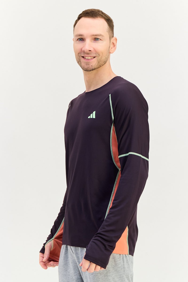 Adidas Men Slim Fit Long Sleeve Running T-Shirt, Deep Purple - Image 4