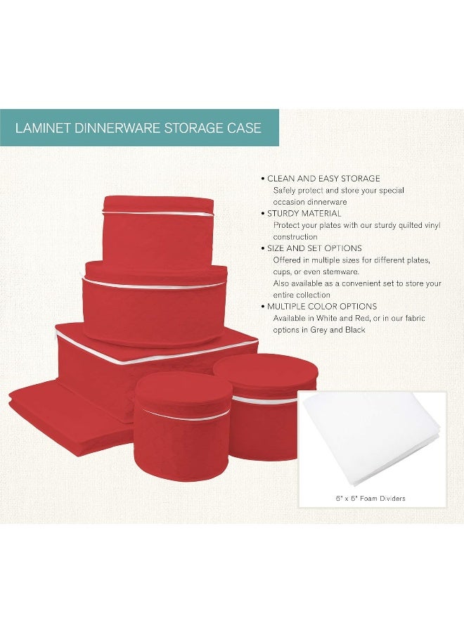 LAMINET 6 Piece Quilted Dinnerware Storage Starter Set  Includes 4 Plate Cases 1 Cup Case  Platter Case  RED - Image 4