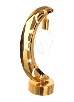 Akher el Ankoud Crescent Stereoscopic With Led Battery Operated Light Bulb - Gold - Ramadan Decor 24cm 