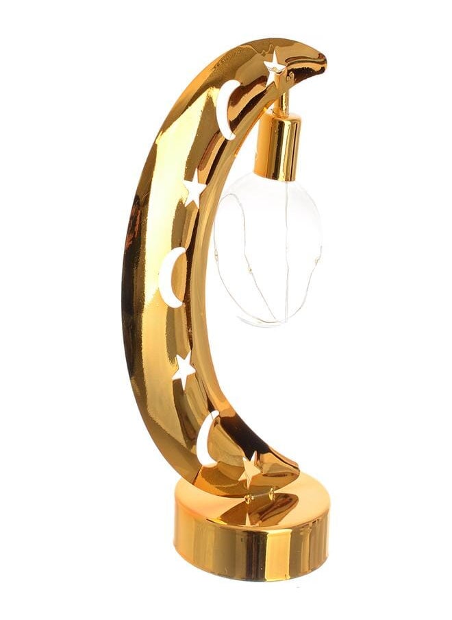اخر العنقود هلال مجسم  مع لمبه إضاءه ليد تعمل بالبطاريه -ذهبي  -ديكور رمضان 24cm 