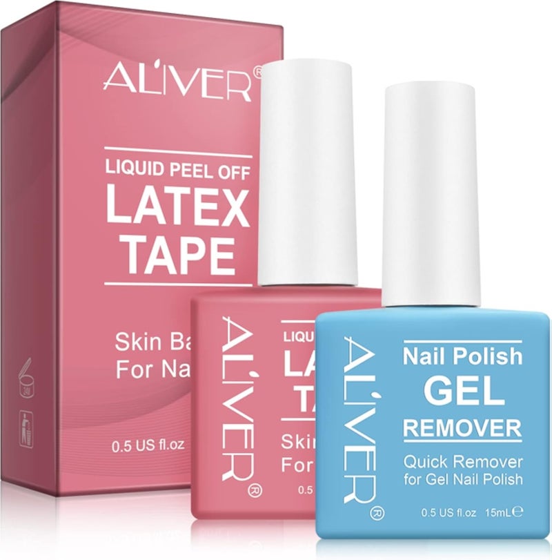 Gel Nail Polish Remover - Quick Gel Polish Remover for Nails in 3-5 Minutes, Gel Nail Remover with Nail Cuticle Oil and Latex Tape, Easy Gel Remover Kit, No Soaking or Wrapping Remove Gel Polish