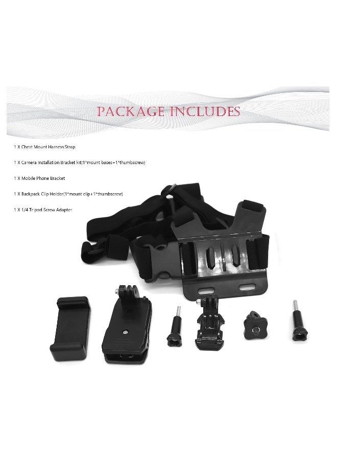 Camera Chest Mount Strap Harness Fit for AKASO DJI Osmo Adjustable Cell Phone with Sports Installation Bracket kit Mobile Backpack Clip Holder  - Image 4