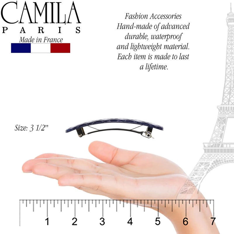 Camila Paris CP3250 French Hair Barrette Clip for Girls, Blue Shell, Rubberized Metal Closure Strong Hold Grip Hair Clips for Women, No Slip Durable Styling Girls Hair Accessories, Made in France - Image 3