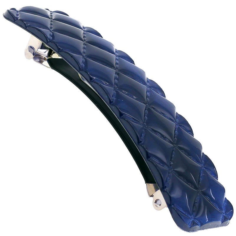 Camila Paris CP3250 French Hair Barrette Clip for Girls, Blue Shell, Rubberized Metal Closure Strong Hold Grip Hair Clips for Women, No Slip Durable Styling Girls Hair Accessories, Made in France - Image 1