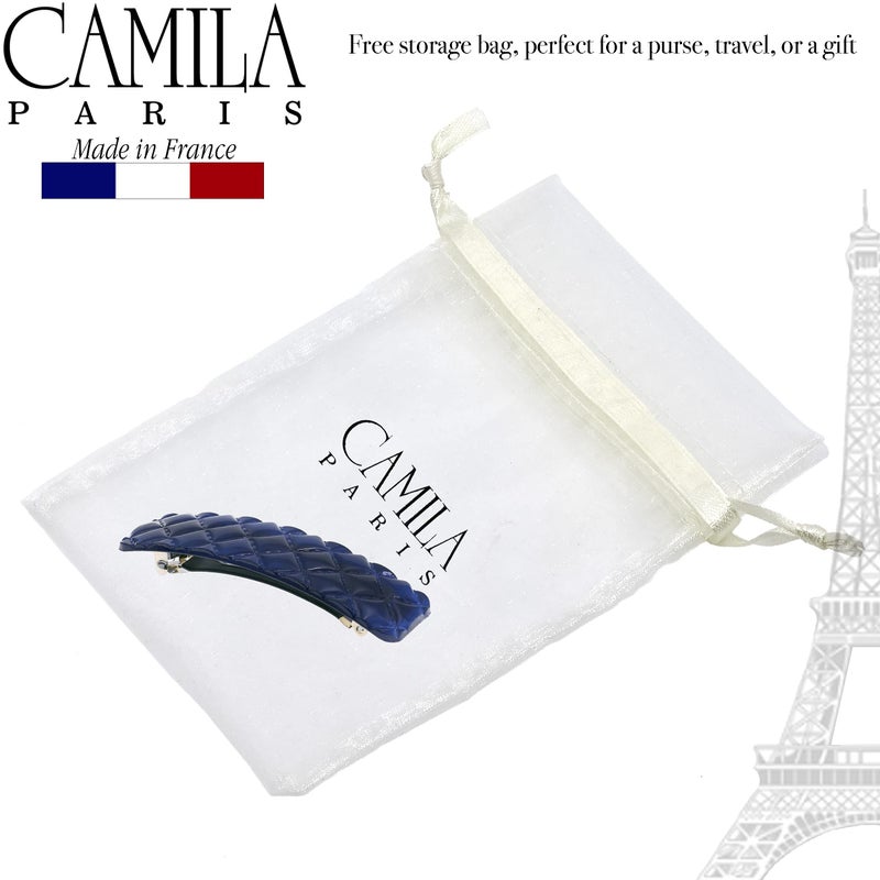 Camila Paris CP3250 French Hair Barrette Clip for Girls, Blue Shell, Rubberized Metal Closure Strong Hold Grip Hair Clips for Women, No Slip Durable Styling Girls Hair Accessories, Made in France - Image 4