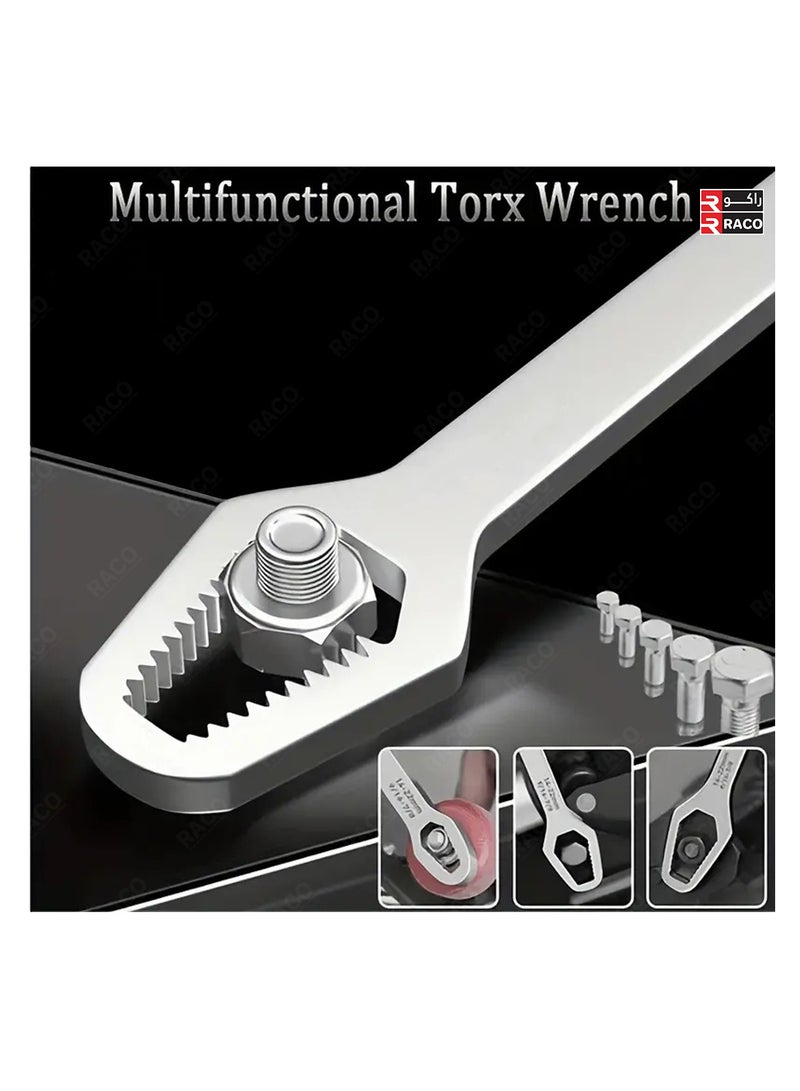 RACO RACO Adjustable Torx Wrench, 5mm Thick Metal, Dual-Head Spanner, 3-17mm Wrench Mouth Size, Manual Tool for Automotive and Home Use  - Image 4