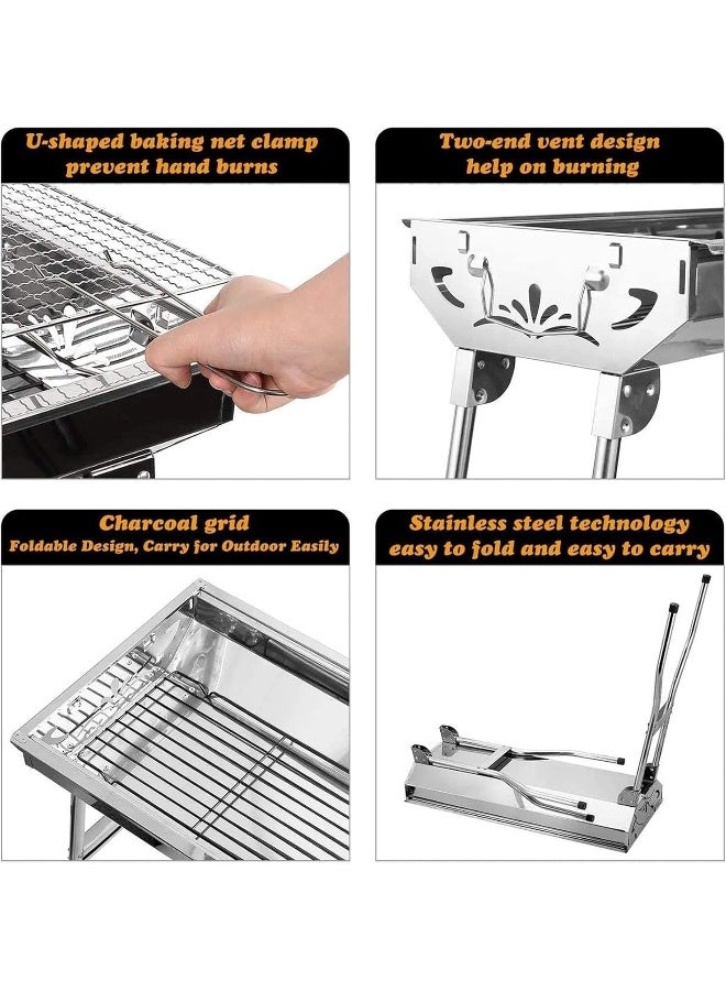MOMENT Camping Barbecue Charcoal Grill Stainless Steel Folding Portable Bbq Tool Kits - Image 4