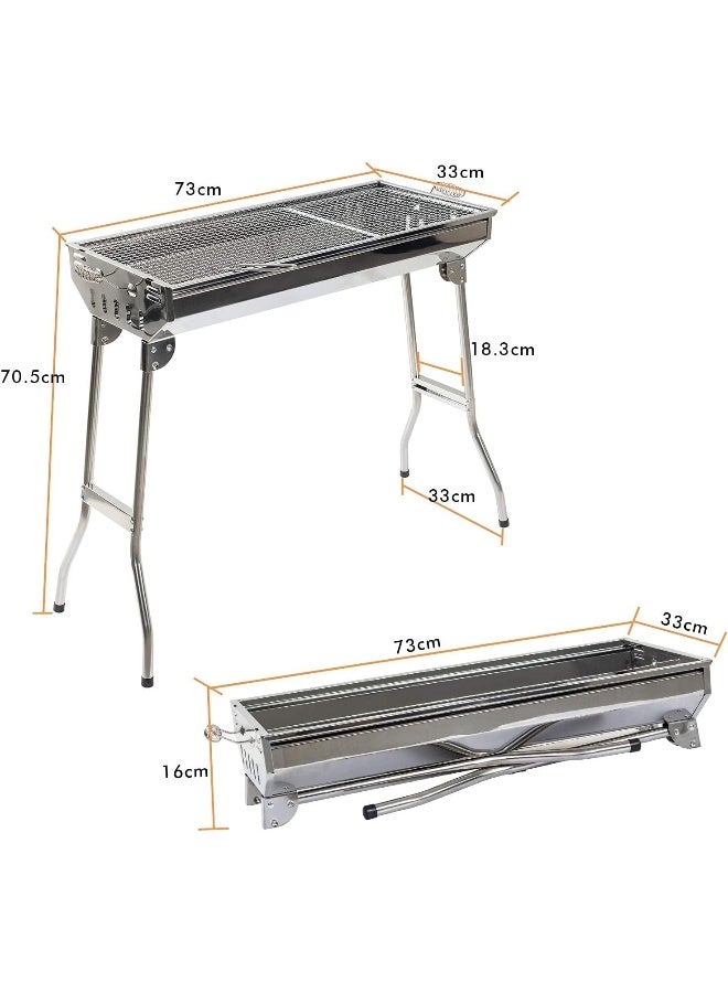 MOMENT Camping Barbecue Charcoal Grill Stainless Steel Folding Portable Bbq Tool Kits - Image 5