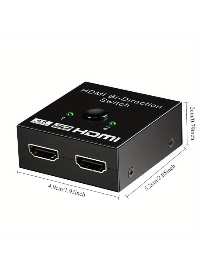 HDMI 2-in-1 HDMI Switcher Splitter – 4K@60Hz, Dual Output Video Converter with USB Power, 5V Operation, for Laptops, PCs, PS4/PS5, Xbox, Projectors & More – Metallic Finish - Image 3