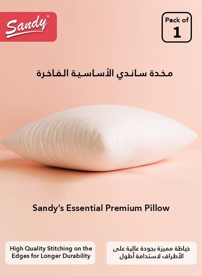 ساندي وسادة فندقية بوزن 1 كجم، حشوة فايبر مجوفة ناعمة، مقاس 50×75 سم، غطاء مايكروفايبر ناعم وممشط، تصميم صحي يدعم الرقبة والعمود الفقري، بنقشة خطوط فندقية (عبوة من قطعة واحدة) - Image 5