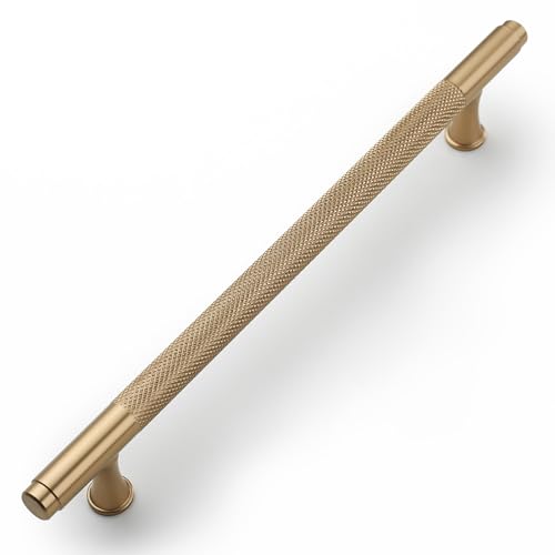 9BUILD 10 Pack Knurled Cabinet Pulls 7.5 Inch Champagne Bronze Kitchen Cabinet Handles Cabinet Hardware Kitchen Handles for Cabinets Dresser Pulls T Bar Drawer Handle - Image 1
