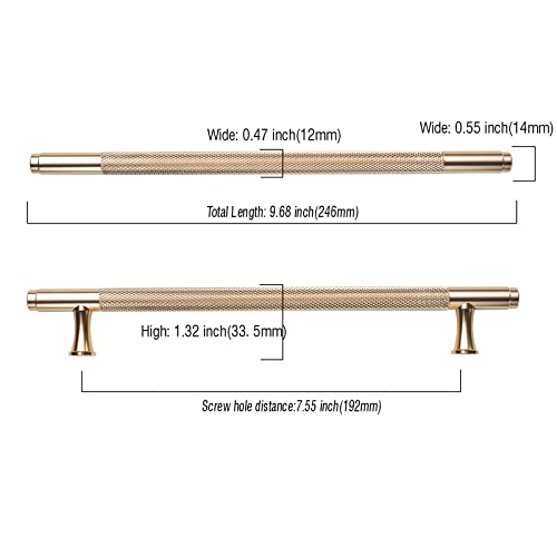 9BUILD 10 Pack Knurled Cabinet Pulls 7.5 Inch Champagne Bronze Kitchen Cabinet Handles Cabinet Hardware Kitchen Handles for Cabinets Dresser Pulls T Bar Drawer Handle - Image 3