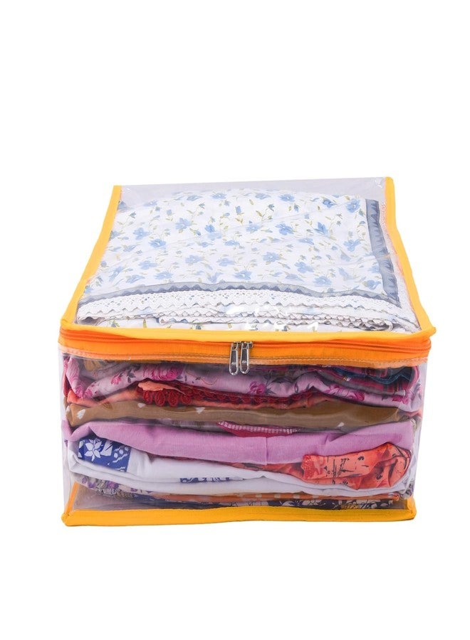 ABBASI Saree Cover Storage Bag Big for Clothes with Zip Organizer for Wardrobe, transparent Large Design Boxes (Yellow, Pack of 1) - Image 2