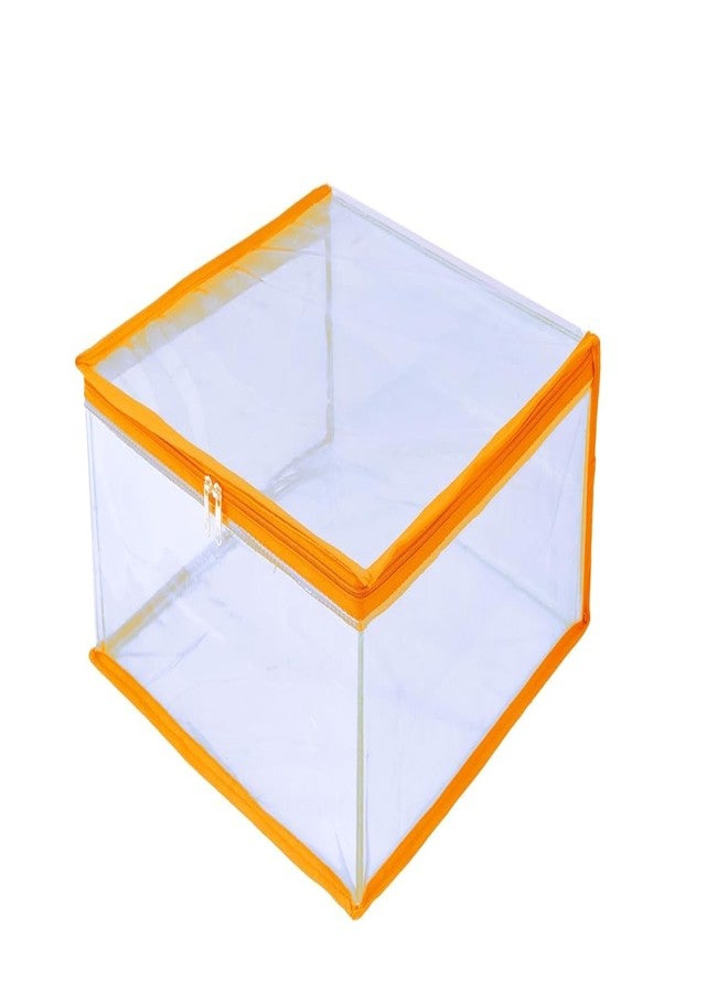 ABBASI Saree Cover Storage Bag Big for Clothes with Zip Organizer for Wardrobe, transparent Large Design Boxes (Yellow, Pack of 1) - Image 1