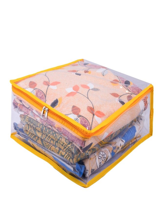 ABBASI Saree Cover Storage Bag Big for Clothes with Zip Organizer for Wardrobe, transparent Large Design Boxes (Yellow, Pack of 1) - Image 4