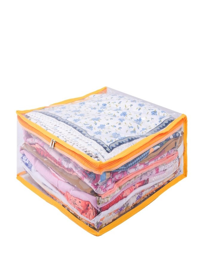 ABBASI Saree Cover Storage Bag Big for Clothes with Zip Organizer for Wardrobe, transparent Large Design Boxes (Yellow, Pack of 1) - Image 5