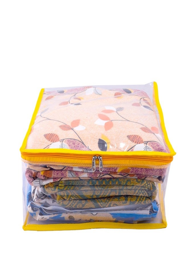 ABBASI Saree Cover Storage Bag Big for Clothes with Zip Organizer for Wardrobe, transparent Large Design Boxes (Yellow, Pack of 1) - Image 3