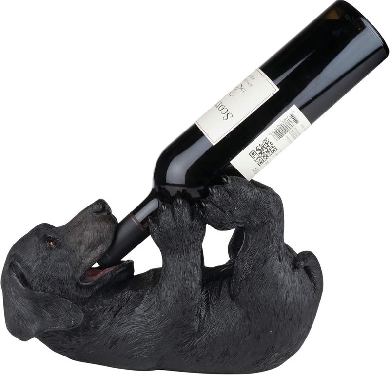 True Lucky Lab Tabletop Wine Bottle Holder Countertop Centerpiece Labrador Kitchen Decor for Dog Lovers Barware Accessory Black - Image 1