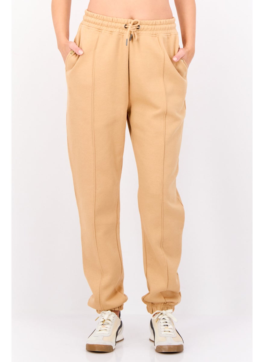 NAUTICA Women Regular Fit Embroidered Logo Joggers Pant, Beige  - Image 1