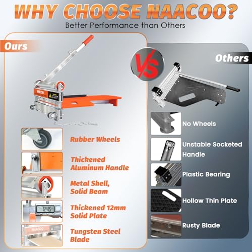 NAACOO Laminate/Vinyl Floor Cutter, 13” Vinyl Plank Cutter with Wheel – Just 1 Step Meet Angle&Length Cutting, Flooring Tools - Cuts Laminate Floor, Engineer Wood, LVP/T, VCT, SPC, WPC - Image 3