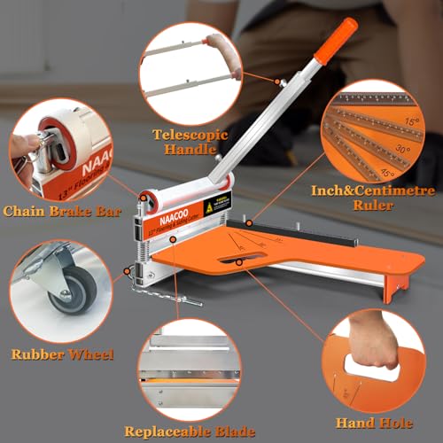 NAACOO Laminate/Vinyl Floor Cutter, 13” Vinyl Plank Cutter with Wheel – Just 1 Step Meet Angle&Length Cutting, Flooring Tools - Cuts Laminate Floor, Engineer Wood, LVP/T, VCT, SPC, WPC - Image 4