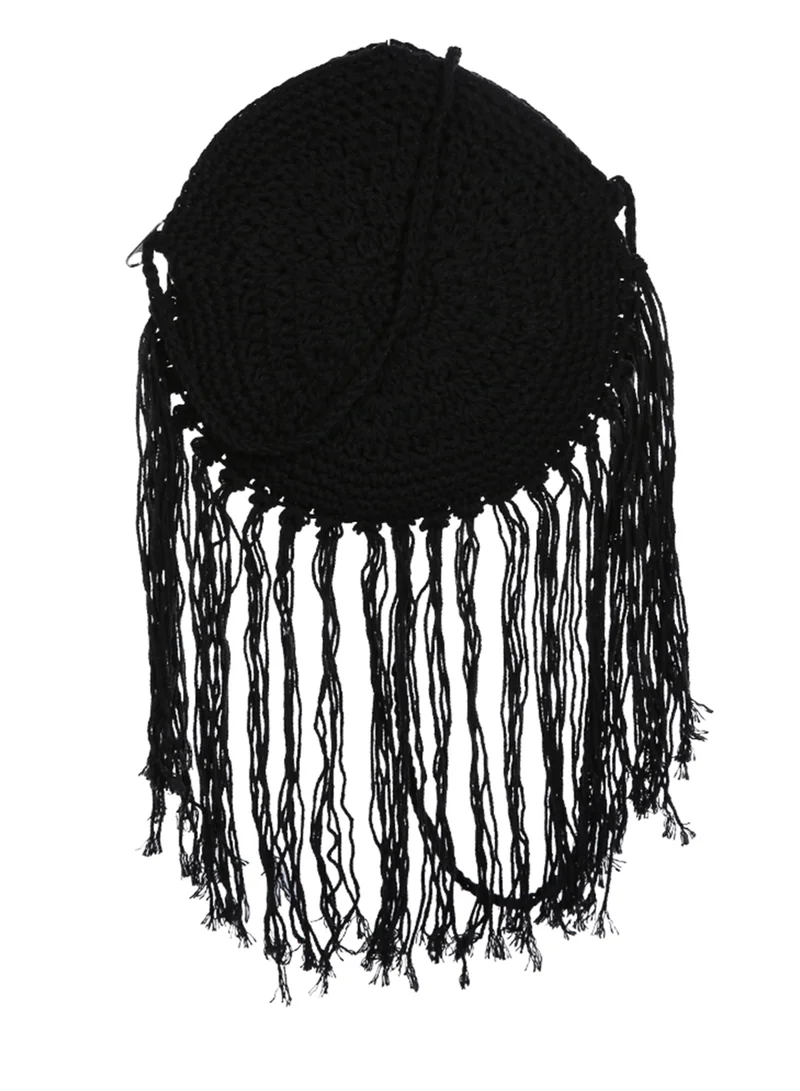 London Rag Dream Catcher Handmade Crochet Boho Round Bag in Black
