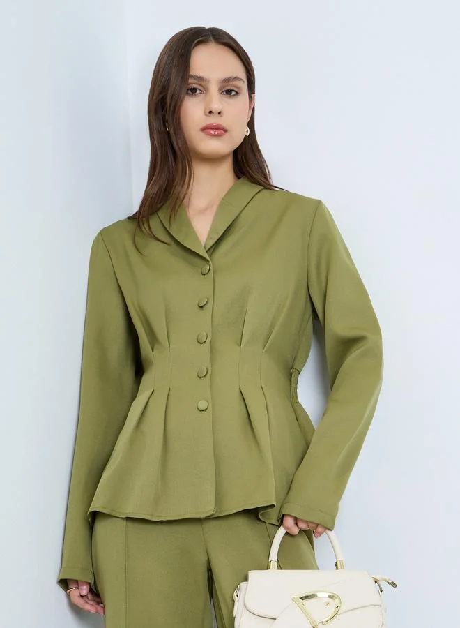 Take Two Olive Peplum Blazer and Trousers Co-ords