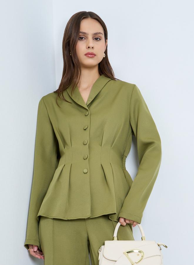 تايك تو طقم من - بليزر بيبلوم زيتوني وبنطال - Image 2